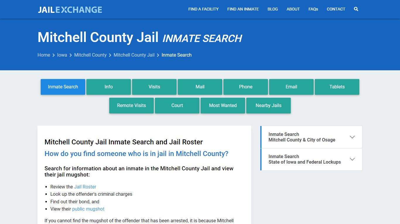 Inmate Search: Roster & Mugshots - Mitchell County Jail, IA